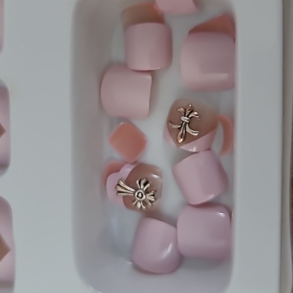 3D Cross French Pedicure Press on Toenails - Picture 14 of 17